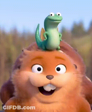 Lizard Sitting On Top Of Beaver GIF