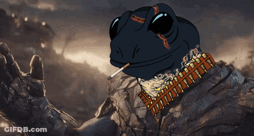 Lizard Smoking Cigarette With Neck Tattoo GIF
