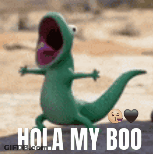 Lizard With Open Mouth Saying Hola My Boo GIF