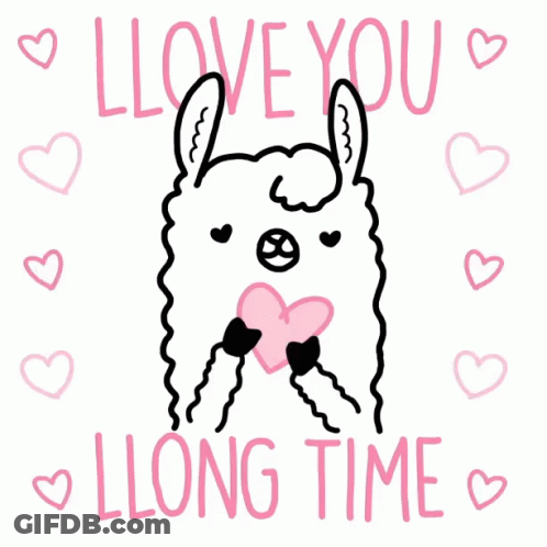 Llama Holding Heart Saying I Love You Long Time GIF