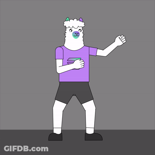 Llama In Purple Shirt And Shorts Fist Pump GIF