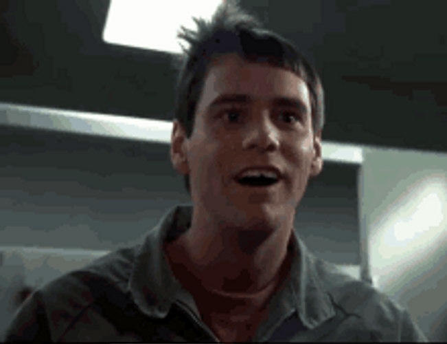 Lloyd Christmas Jim Carrey Blinking Realizes GIF