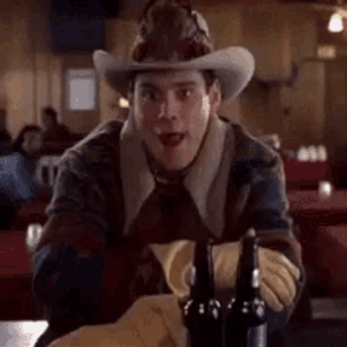 Lloyd Christmas Jim Carrey Cowboy Shrug Hands Up GIF