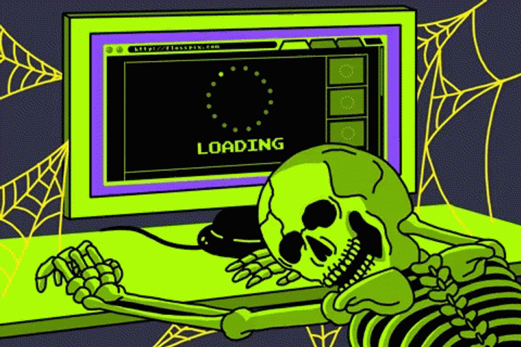 Loading Forever Skeleton Remains GIF