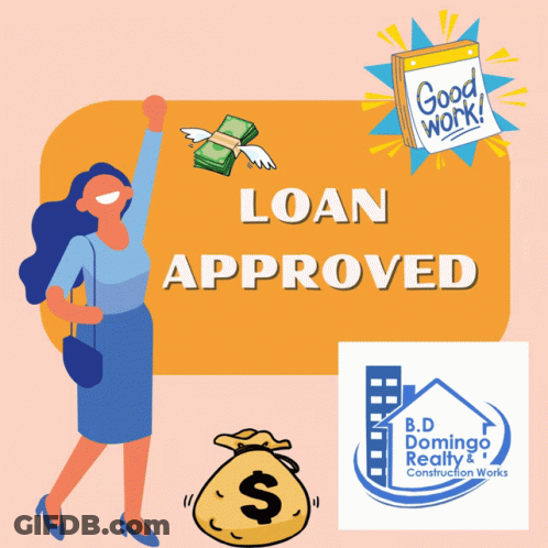 Loan Approved Sign With Bag Of Money GIF