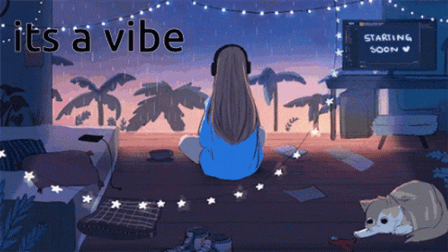 Lofi Anime Vibe Coffee Rain GIF