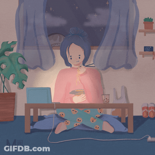 Lofi Dark Room Girl Screen Light GIF