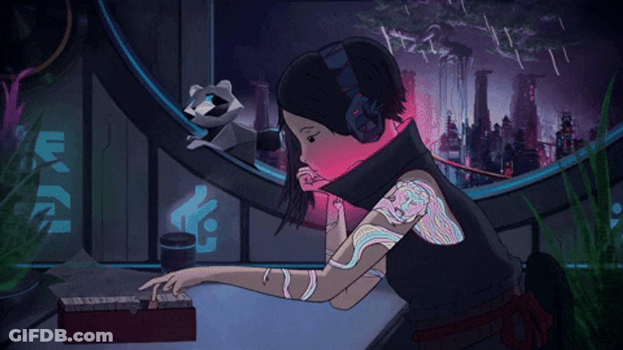 Lofi Girl Looking At Something GIF
