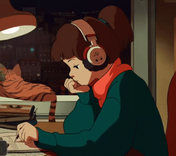 Lofi Girl Music Stare Cat GIF
