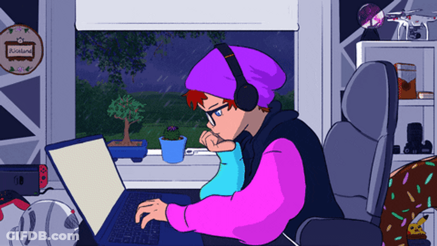 Lofi Girl Studying By The Window GIF