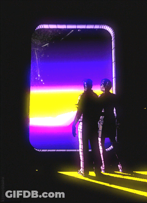 Lofi Guys Staring Outside Girl GIF