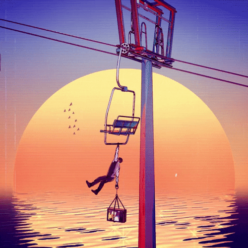Lofi Hanging Sunset Vaporwave GIF