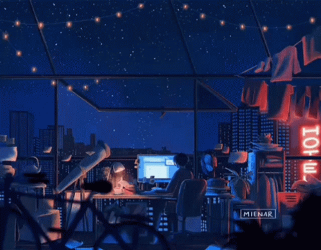 Lofi Rooftop Study Night Chill GIF