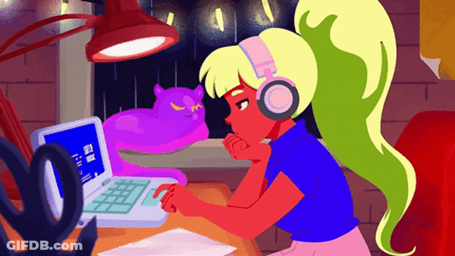Lofi Searching Girl On The Internet GIF