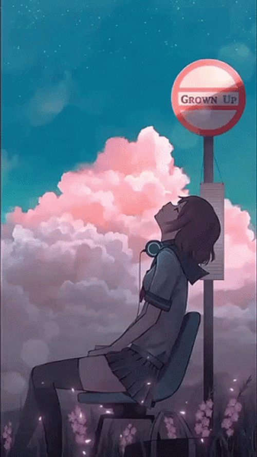 Lofi Student Bench Grown Up GIF