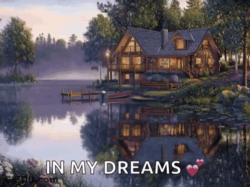 Log Cabin On Lake In My Dreams GIF