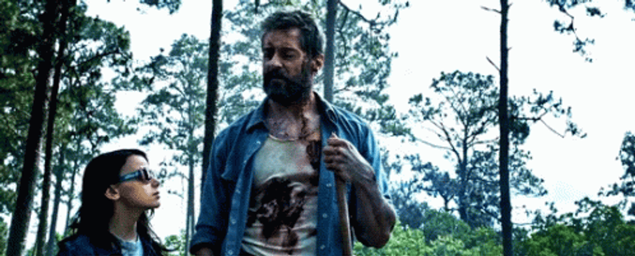 Logan And The Little Girl In The Forest GIF