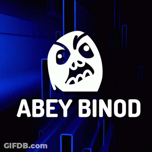 Logo For Abey Binod With Cartoon Face GIF