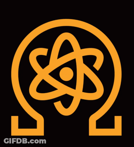 Logo Saying To The Moon With Atom In Center GIF