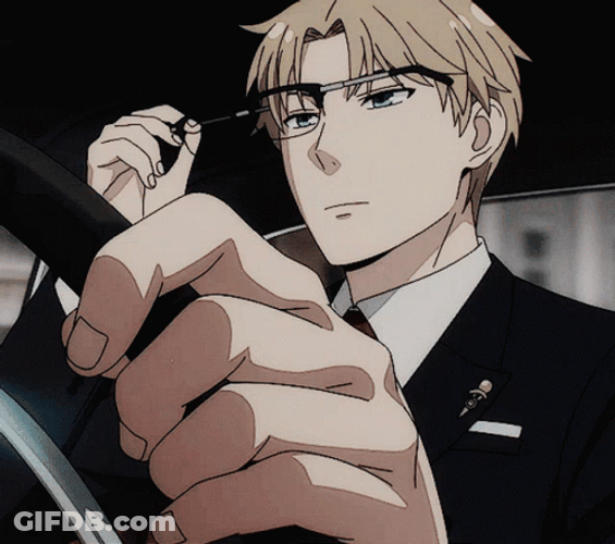 Loid Forger Driving Fixing Eyeglasses GIF
