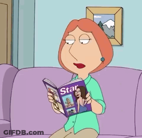 Lois Griffin From Family Guy Is Reading A Book Called Star GIF