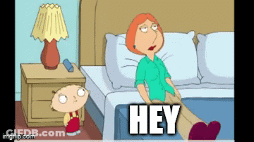Lois Griffin Sitting On Bed Next To Stewie GIF
