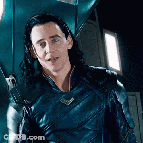 Loki From Avengers : Age Of Ultron Is Wearing A Blue Leather Jacket And Smiling . GIF