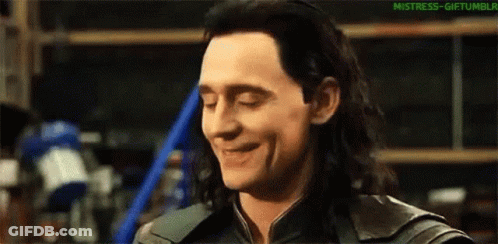 Loki Ragnarok Is Smiling With His Eyes Closed . GIF