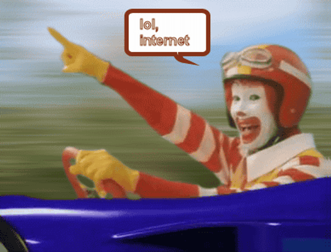 Lol Meme Ronald McDonald Pointing Driving GIF