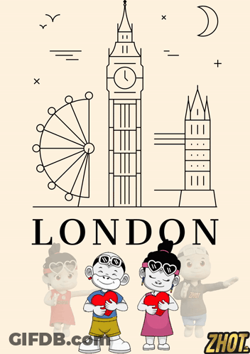 London Poster With Ferris Wheel And Big Ben GIF