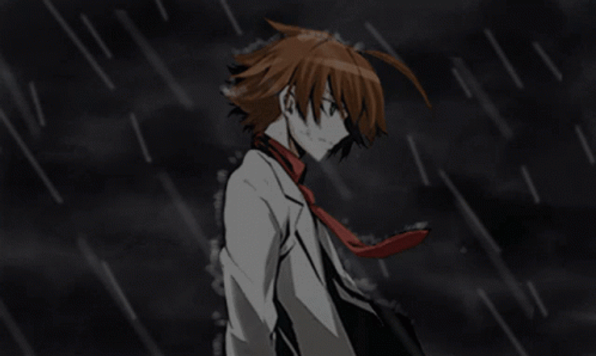 Lonely Anime Boy In Rain GIF
