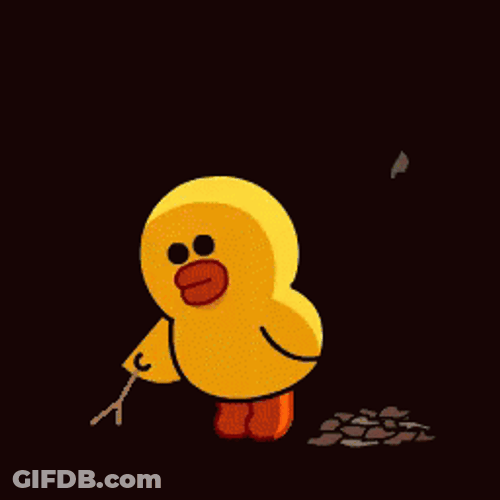 Lonely Duck Bored Playing With Stick Leaves GIF