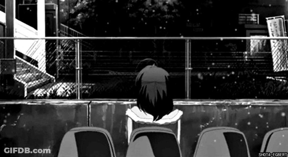 Lonely Girl Anime Scenery GIF