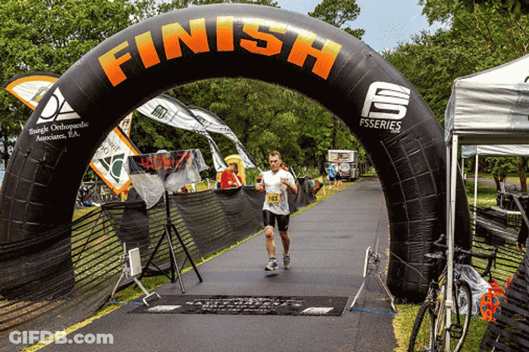 Lonesome Runner Crossing Finish Line GIF