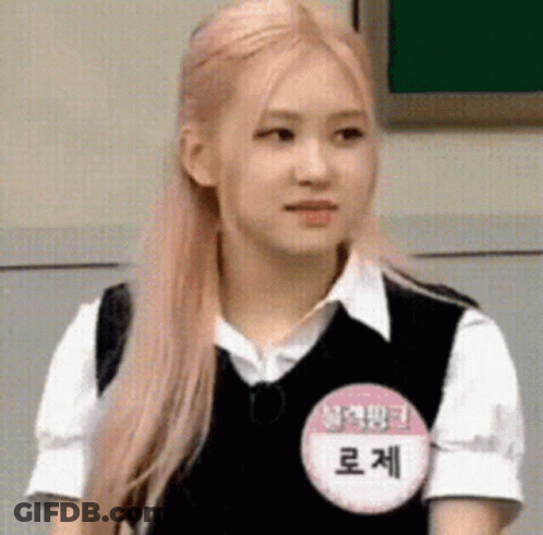Long Blonde Woman With Rose Name Tag GIF