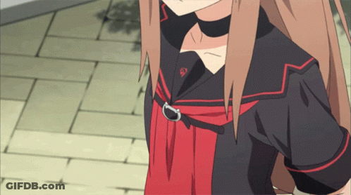 Long Brown Hair Girl In Black And Red Outfit GIF