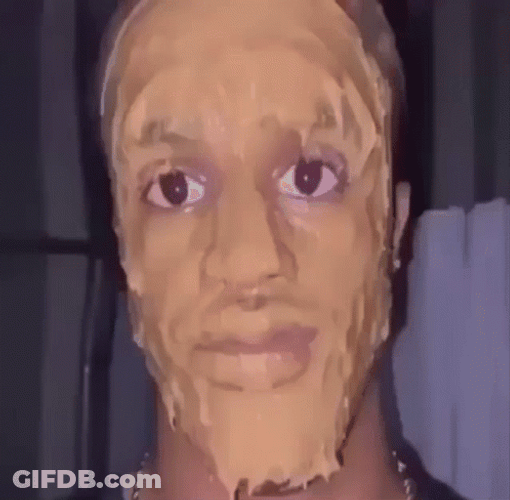 Long Faced Guy Wears Peanut Butter Face Mask GIF