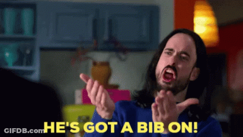 Long Hair Beard Man Saying He's Got A Bib On GIF