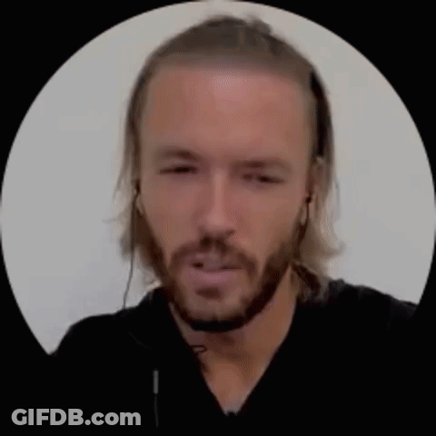 Long Hair Beard Man With Headphones And Black Shirt GIF