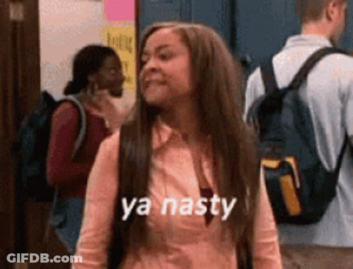 Long Hair Girl At Locker Saying Ya Nasty GIF