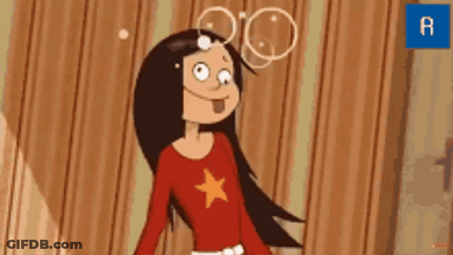 Long Hair Girl Cartoon Dizzy GIF