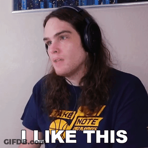 Long Hair Man With Headphones Wearing I Like This Shirt GIF