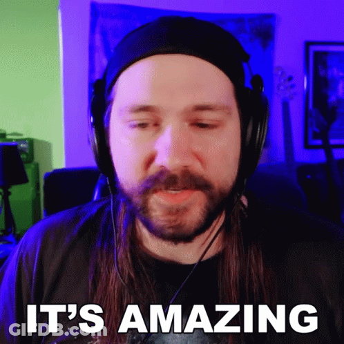 Long Haired Beard Man Headphones Saying It's Amazing GIF