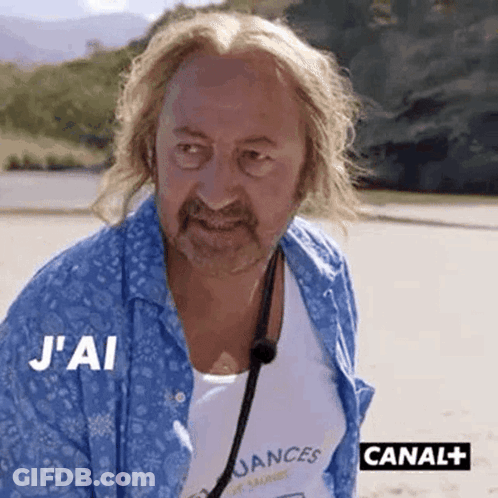 Long Haired Bearded Man Blue Shirt White Tank Top GIF