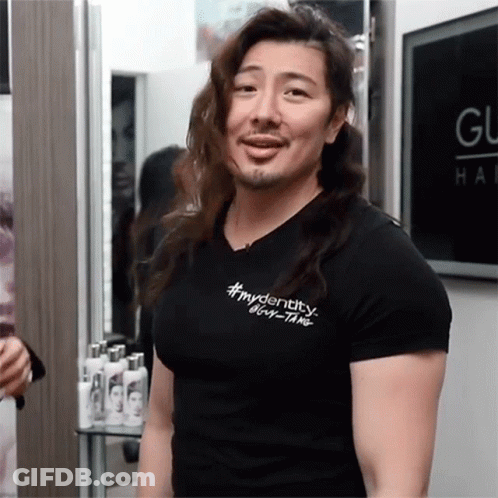 Long-Haired Bearded Man In Black Shirt #Myidentity GIF