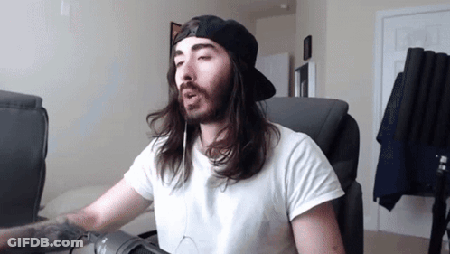 Long Haired Bearded Man In White Shirt And Black Hat GIF