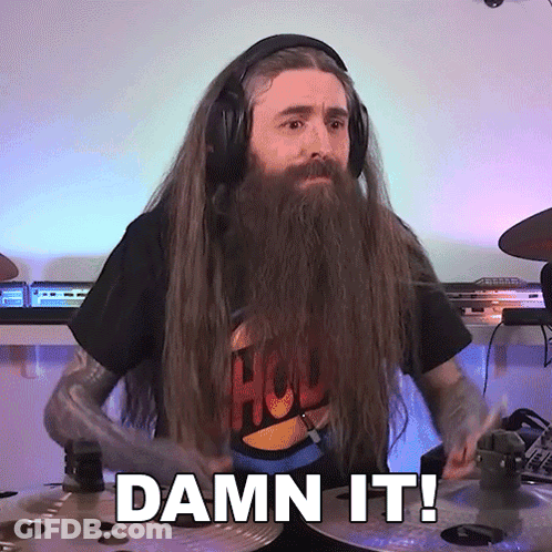 Long Haired Bearded Man Playing Drums Damn It GIF