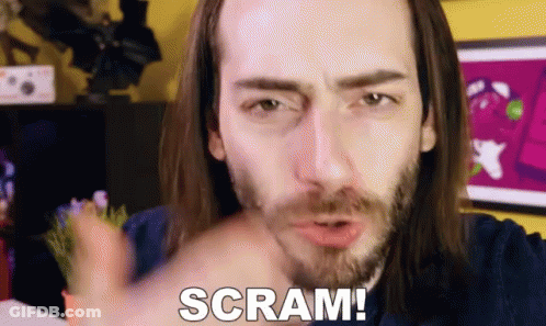 Long Haired Bearded Man Pointing Saying Scram GIF