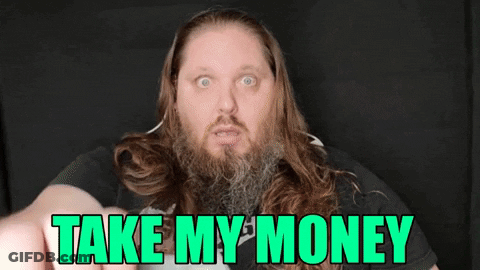Long Haired Bearded Man Saying Take My Money GIF