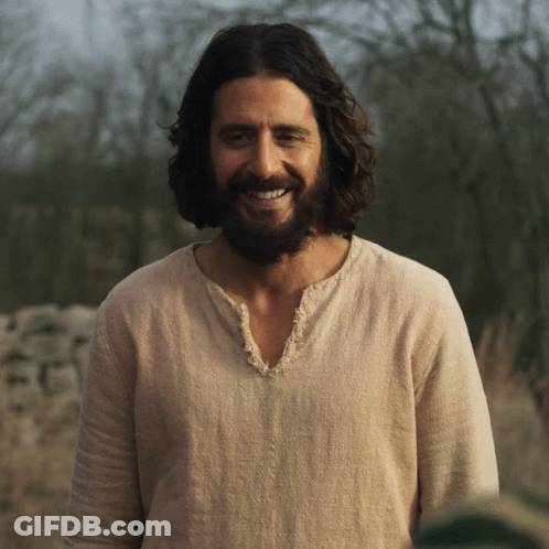 Long Haired Bearded Man Smiling In Field GIF